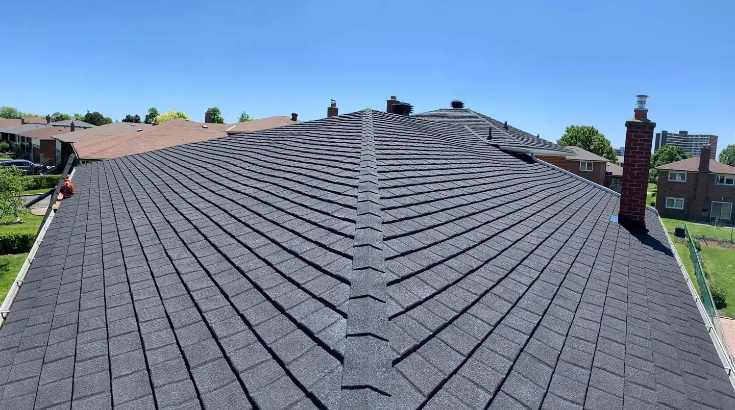 A completed roof replacement by First Choice Roofing near Newmarket